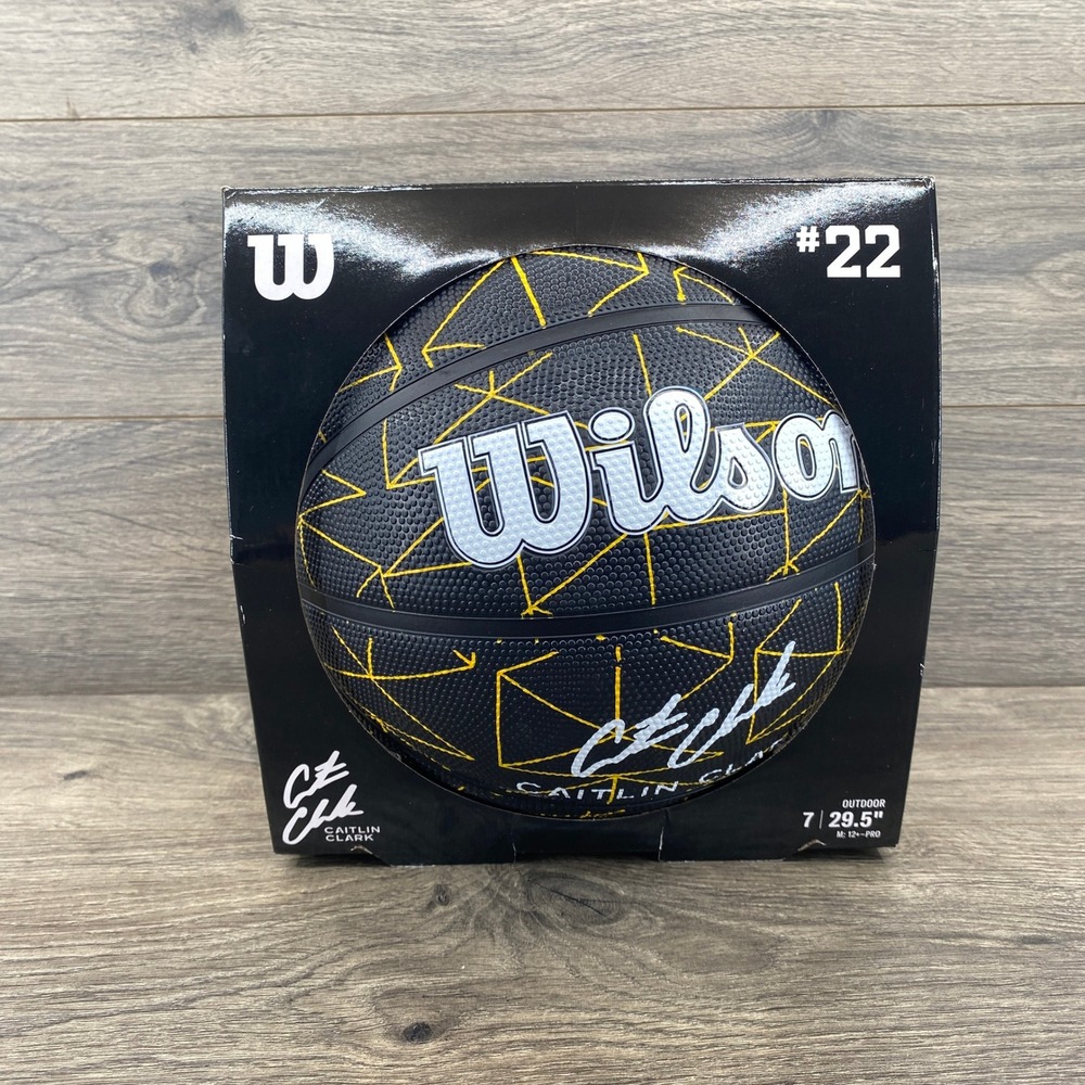 Wilson Caitlin Clark Basketball Unisex Size 7 Black Gold Signature Series #22